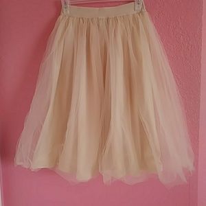 F21 Tulle Beige Midi Skirt